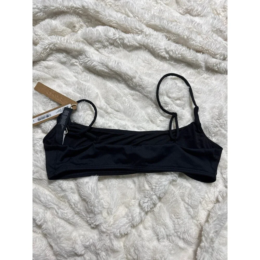 Skims Classic Swim Square Neck Scoop Bikini Top Obsidian Medium